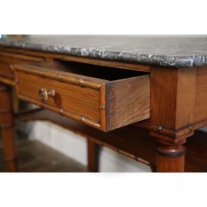 Marble Top Faux Bamboo Side Table