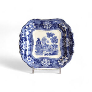 Square Blue & White Elephant Platter