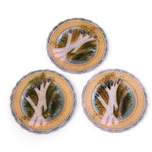 Set of Three Majolica Asparagus Plates