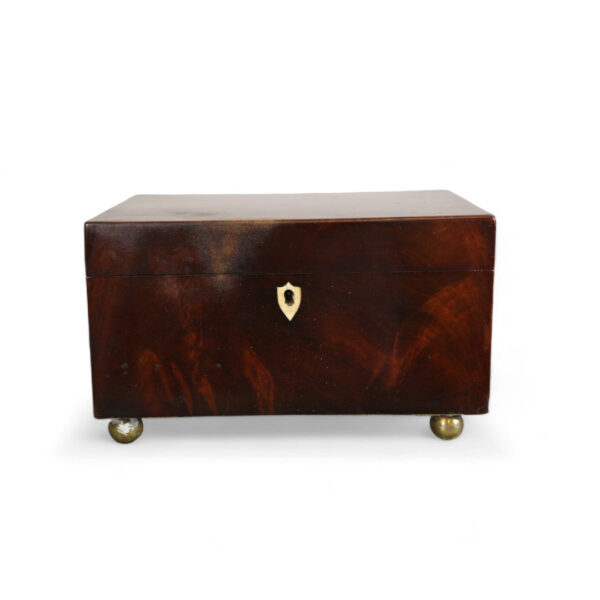 Mahogany Tea Caddy on Brass Feet - Image 2