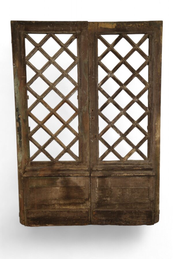 Pair of Fretwork French Painted Doors - Image 3